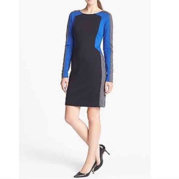 Trouve Colorblock Side Zip Long Sleeve Dress - Picture 1 of 7